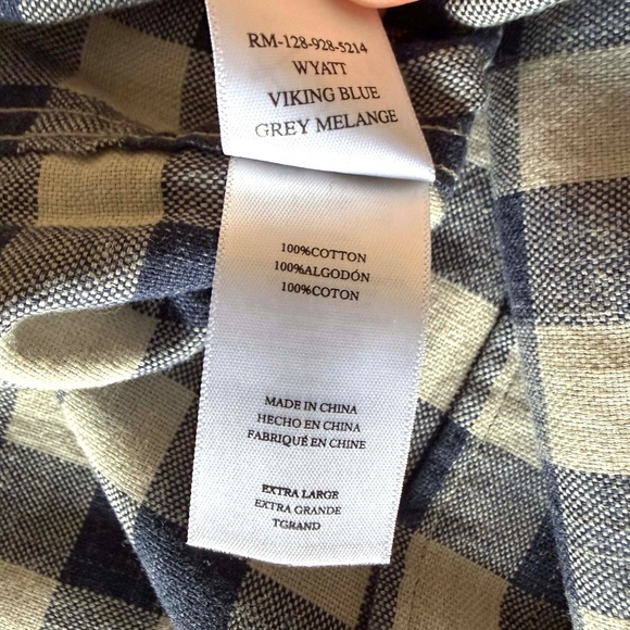 NWT Rails Wyatt Gingham Button-Up Shirt | Men’s XL | Viking Blue Gray Plaid - Picture 6 of 8